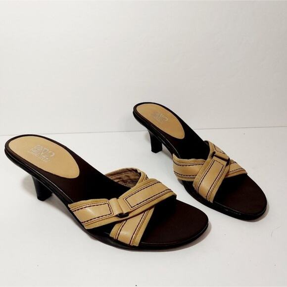 A2 by AEROSOLES Women's Size 9.5 Slip-On Sandals Tan Brown Buckle Slip On Heel - Picture 1 of 8